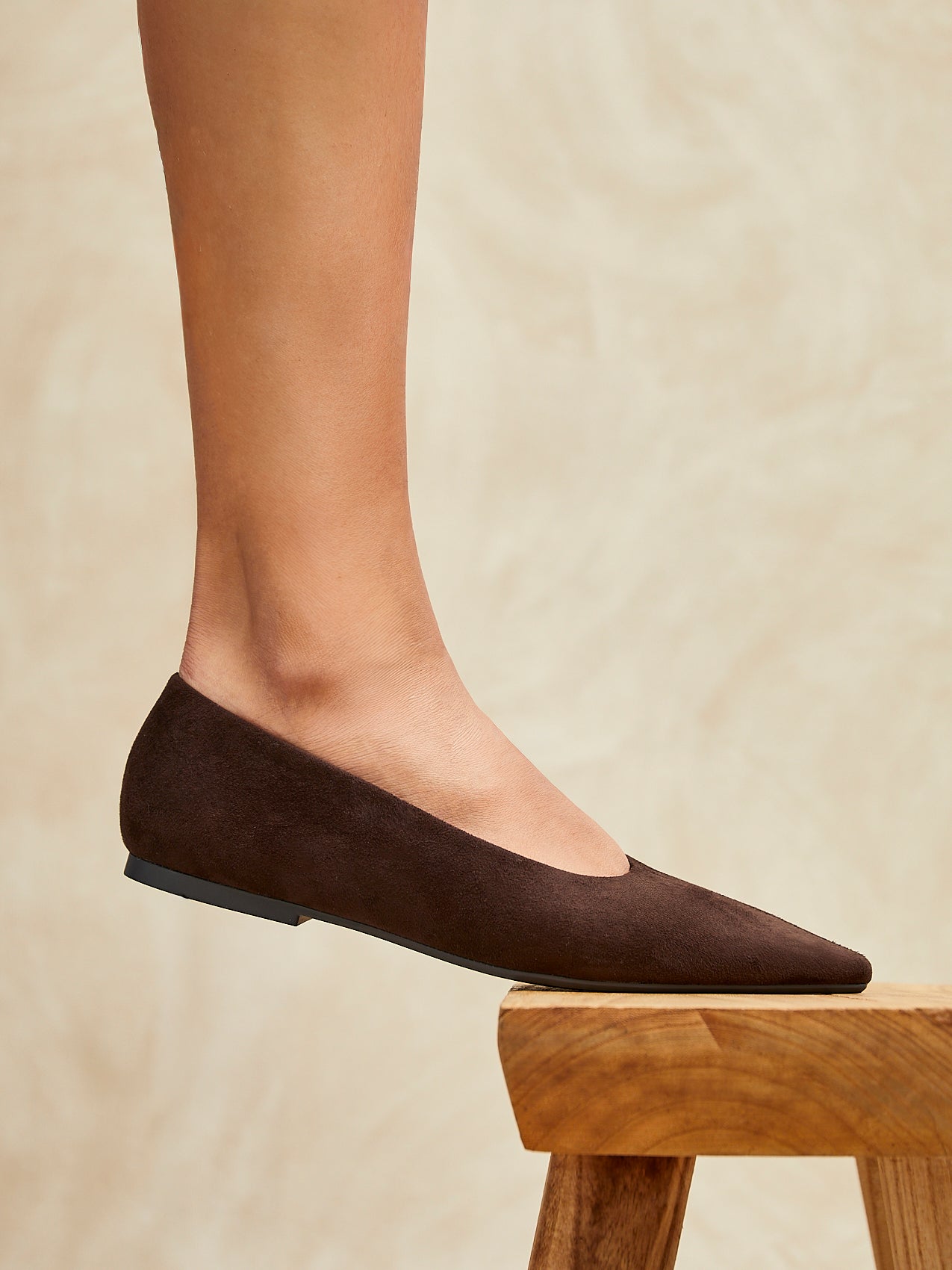 Direct Brown Pointed Toe Ballet Flats