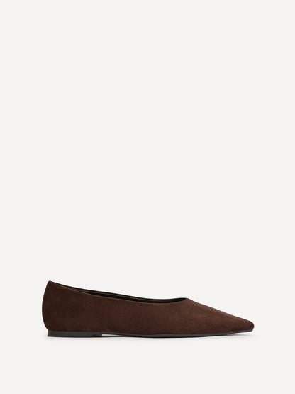 Direct Brown Pointed Toe Ballet Flats