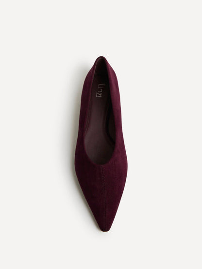 Direct Burgundy Pointed Toe Ballet Flats