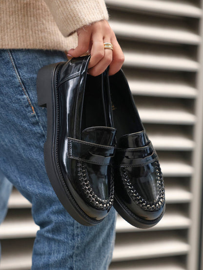 Direction Black Patent Loafers