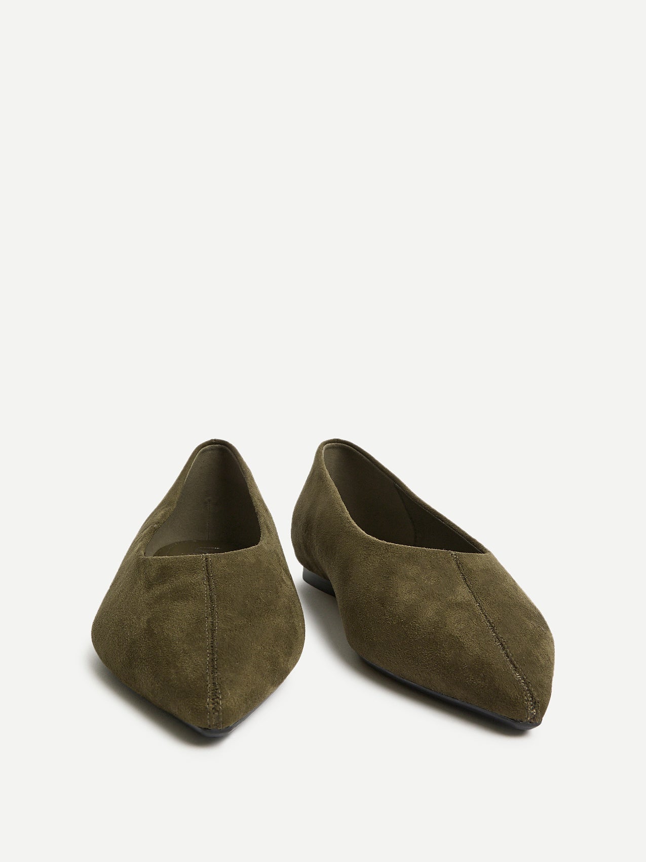 Direct Khaki Pointed Toe Ballet Flats