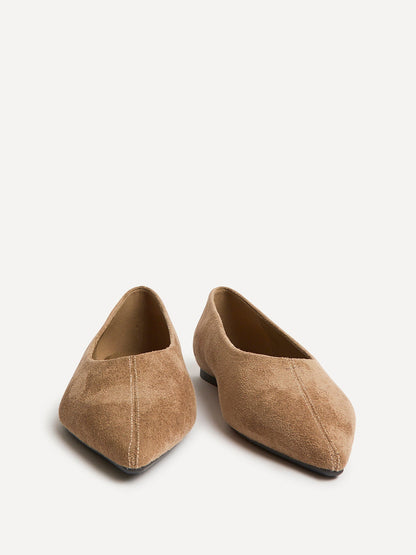 Direct Taupe Pointed Toe Ballet Flats