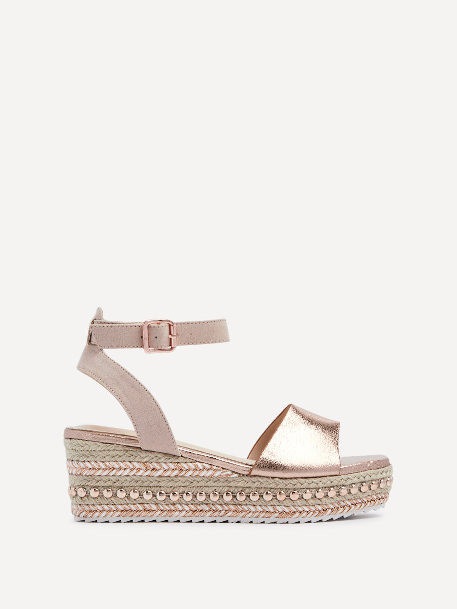 Disco Rose Gold Flatform Sandals