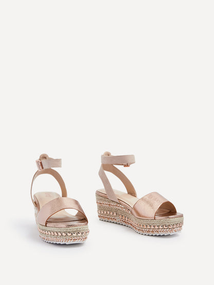 Disco Rose Gold Flatform Sandals