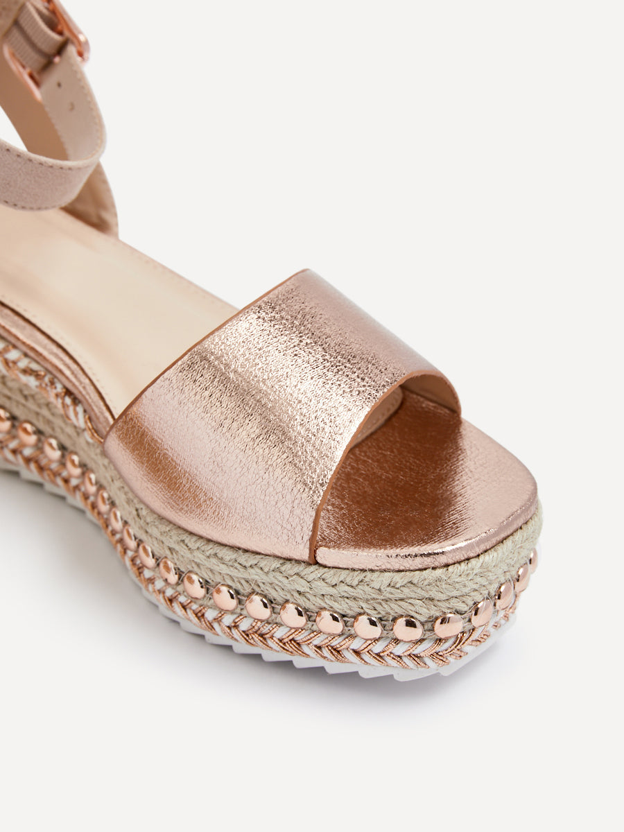 Disco Rose Gold Flatform Sandals