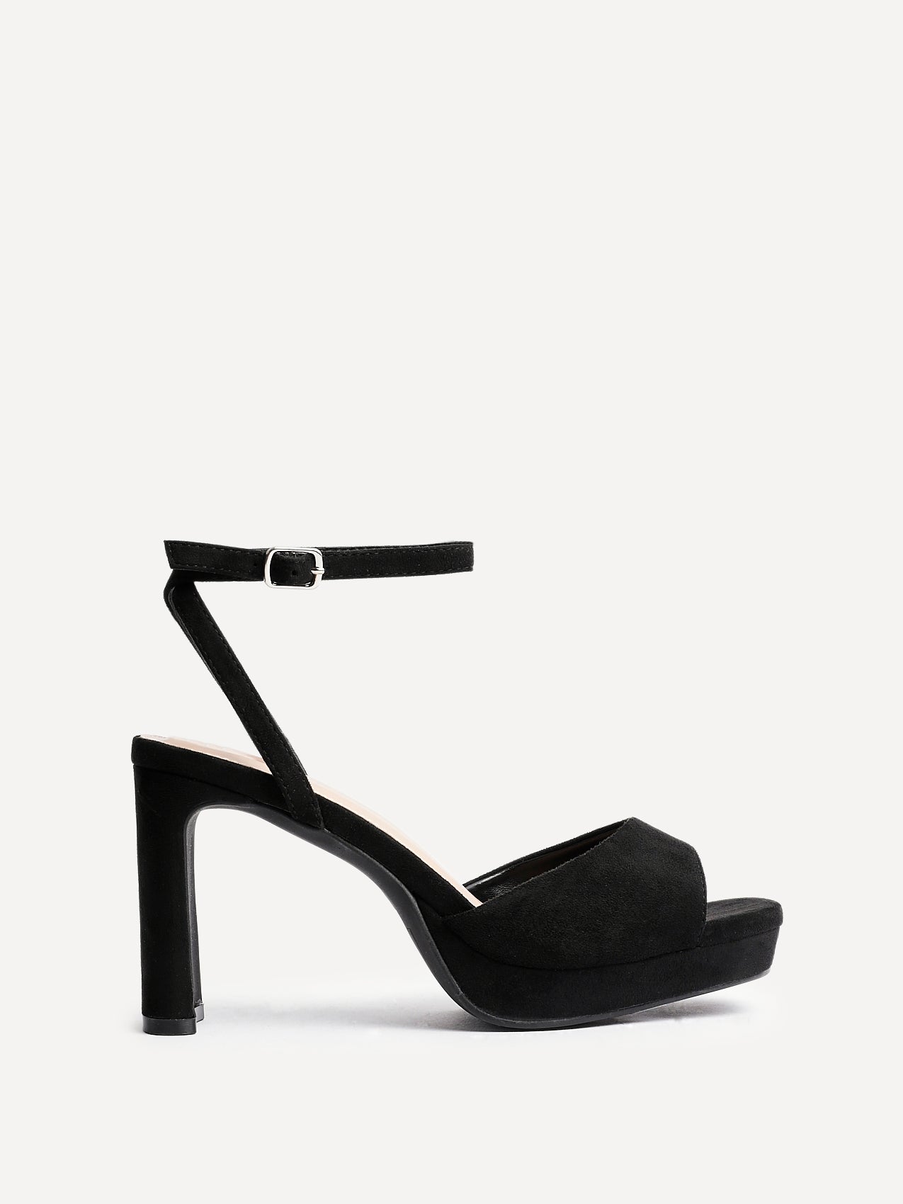 Diva Black Faux Suede Platform Heels