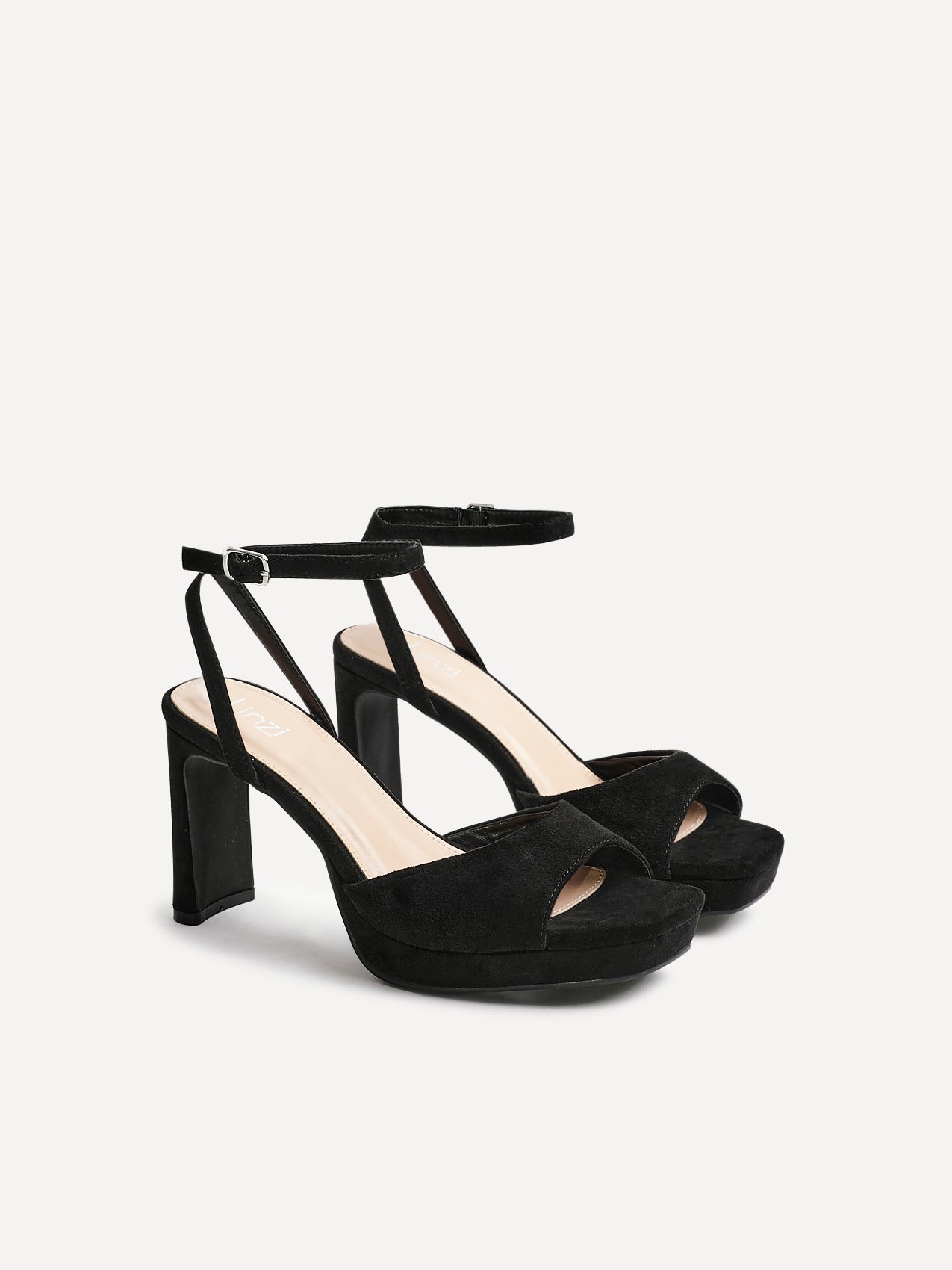 Diva Black Faux Suede Platform Heels
