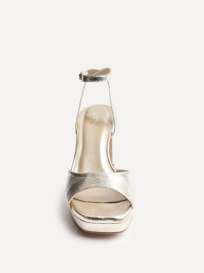 Diva Gold Faux Leather Platform Heels