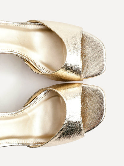 Diva Gold Faux Leather Platform Heels