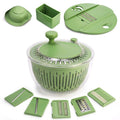 PUKOMC 5-in-1 Large Salad Spinner, with vegetable cutter, colander, bowl, and strainer.