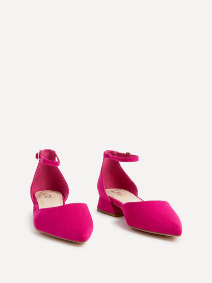 Dolly Wide Fit Fuchsia Faux Suede Low Court Heels