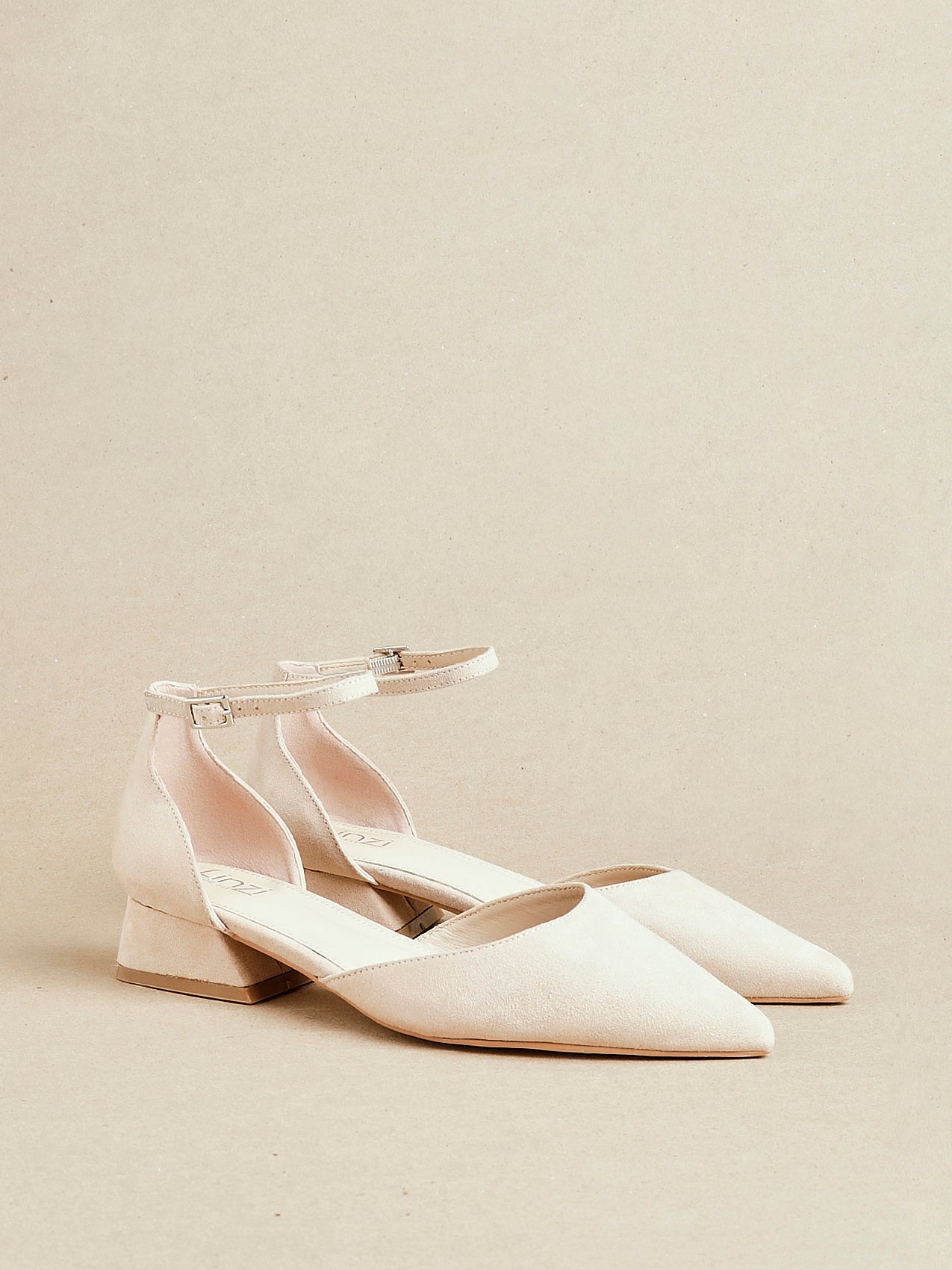 Dolly Wide Fit Nude Faux Suede Low Court Heels