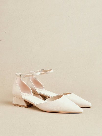 Dolly Wide Fit Nude Faux Suede Low Court Heels