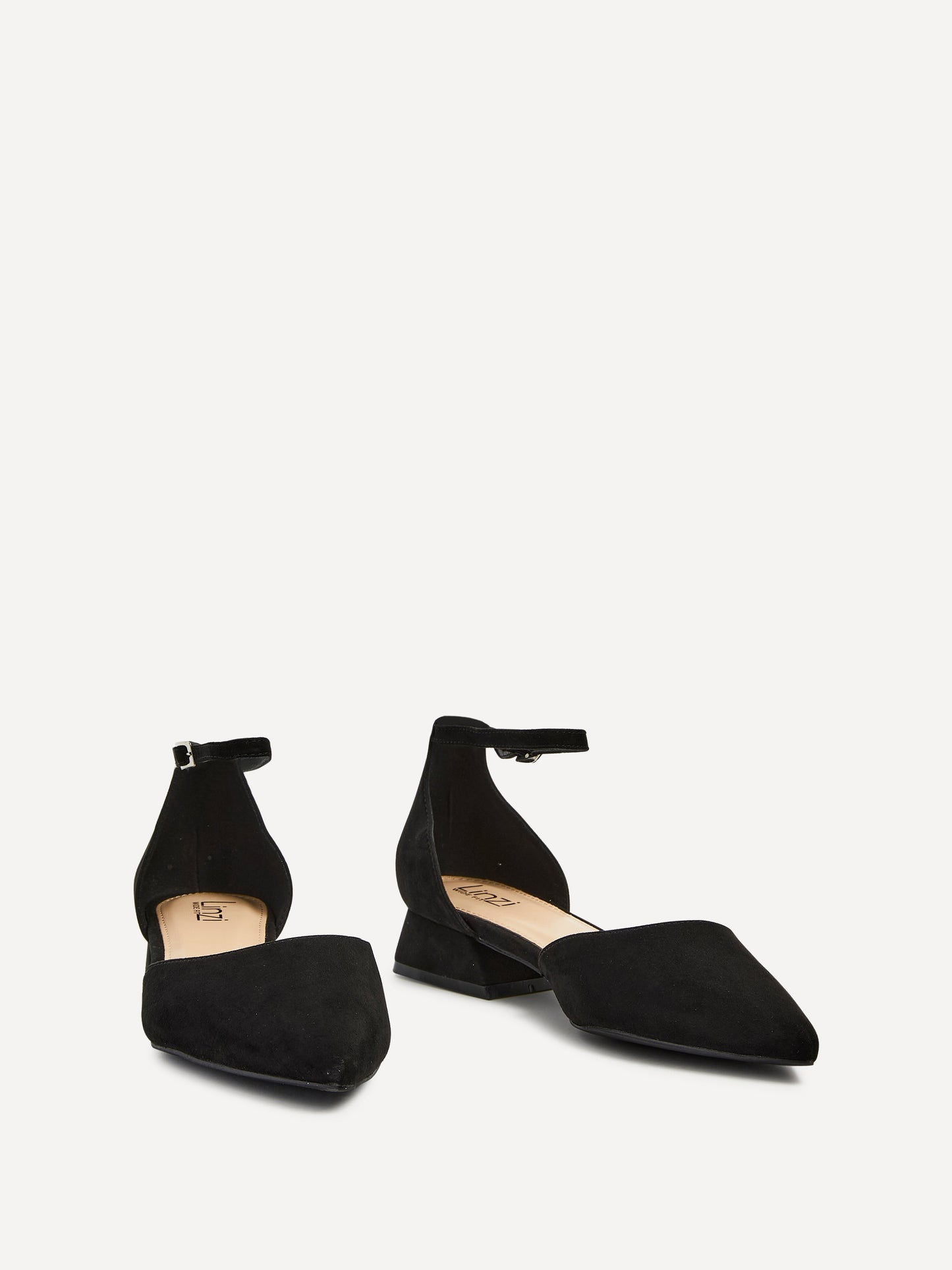 Dolly Wide Fit Black Faux Suede Low Court Heels