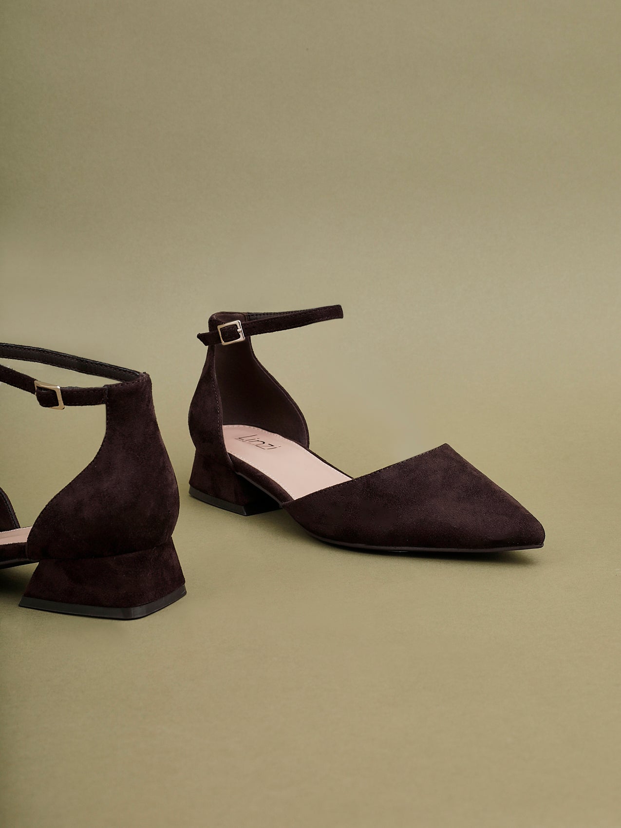 Dolly Wide Fit Brown Faux Suede Low Court Heels