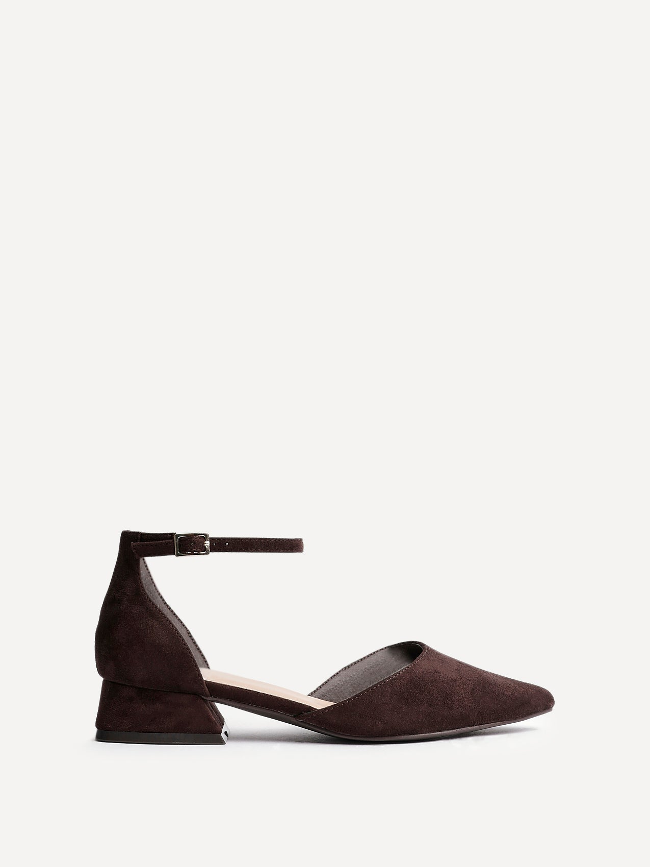 Dolly Wide Fit Brown Faux Suede Low Court Heels