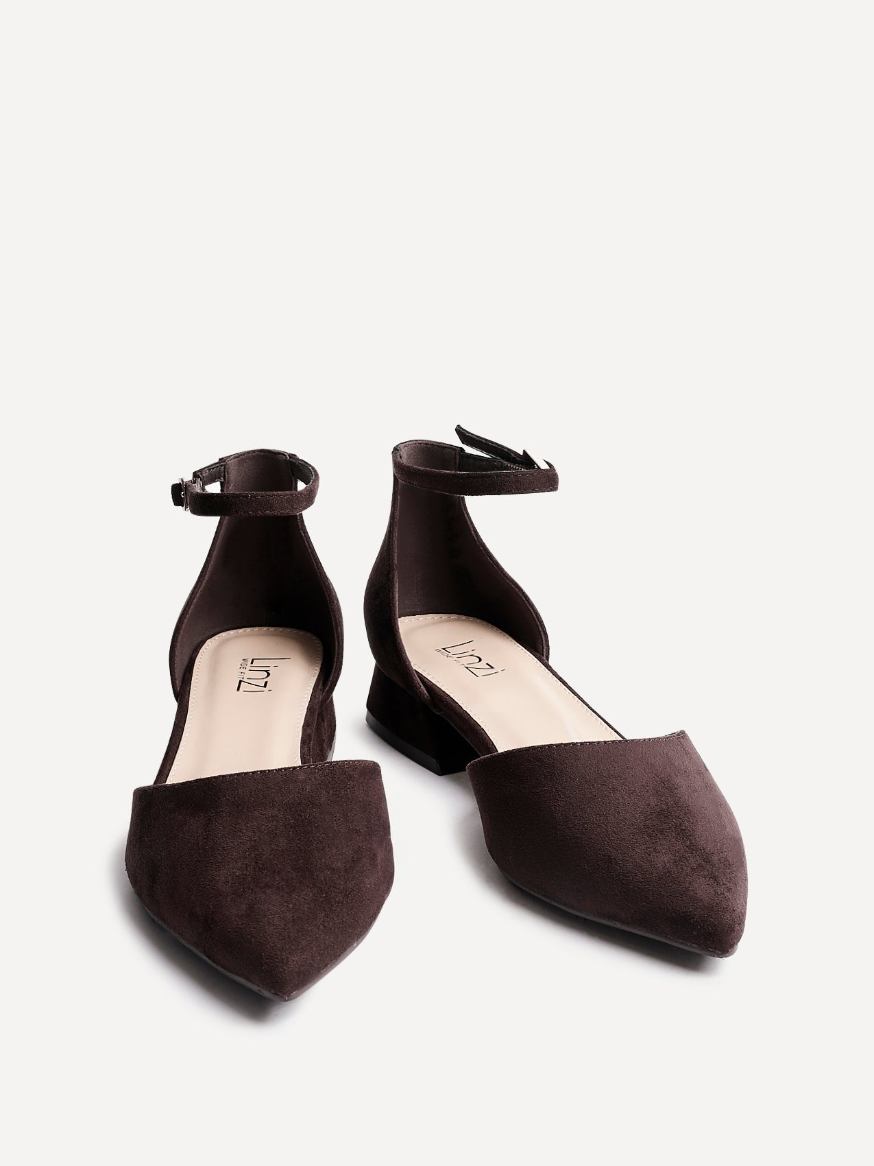 Dolly Wide Fit Brown Faux Suede Low Court Heels