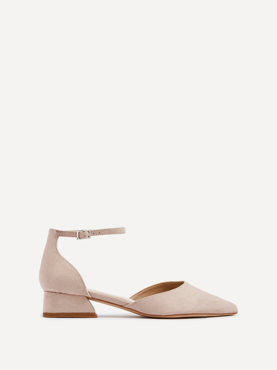 Dolly Wide Fit Nude Faux Suede Low Court Heels