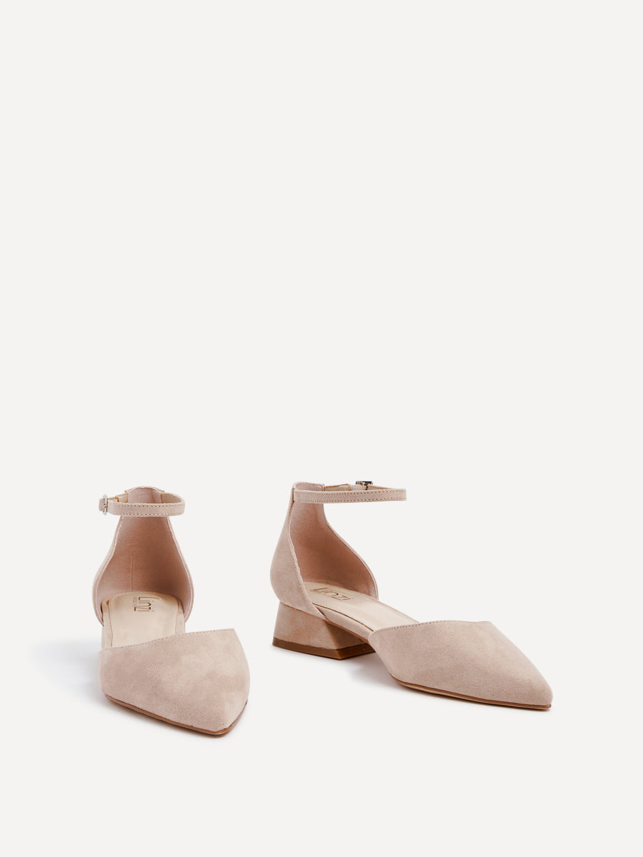 Dolly Wide Fit Nude Faux Suede Low Court Heels