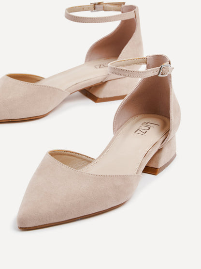 Dolly Wide Fit Nude Faux Suede Low Court Heels