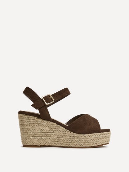 Duchess Wide Fit Brown Wedge Sandals