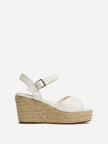 Duchess Wide Fit White Wedge Sandals