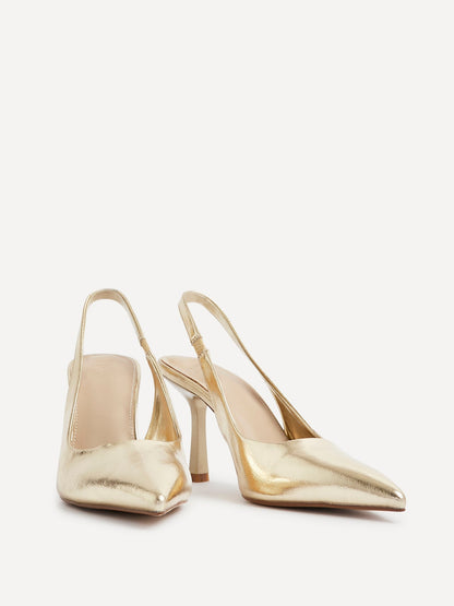 Dash Gold Faux Leather Court Heels