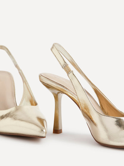 Dash Gold Faux Leather Court Heels