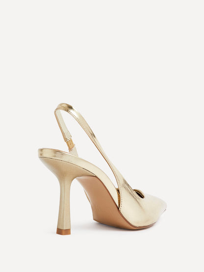 Dash Gold Faux Leather Court Heels