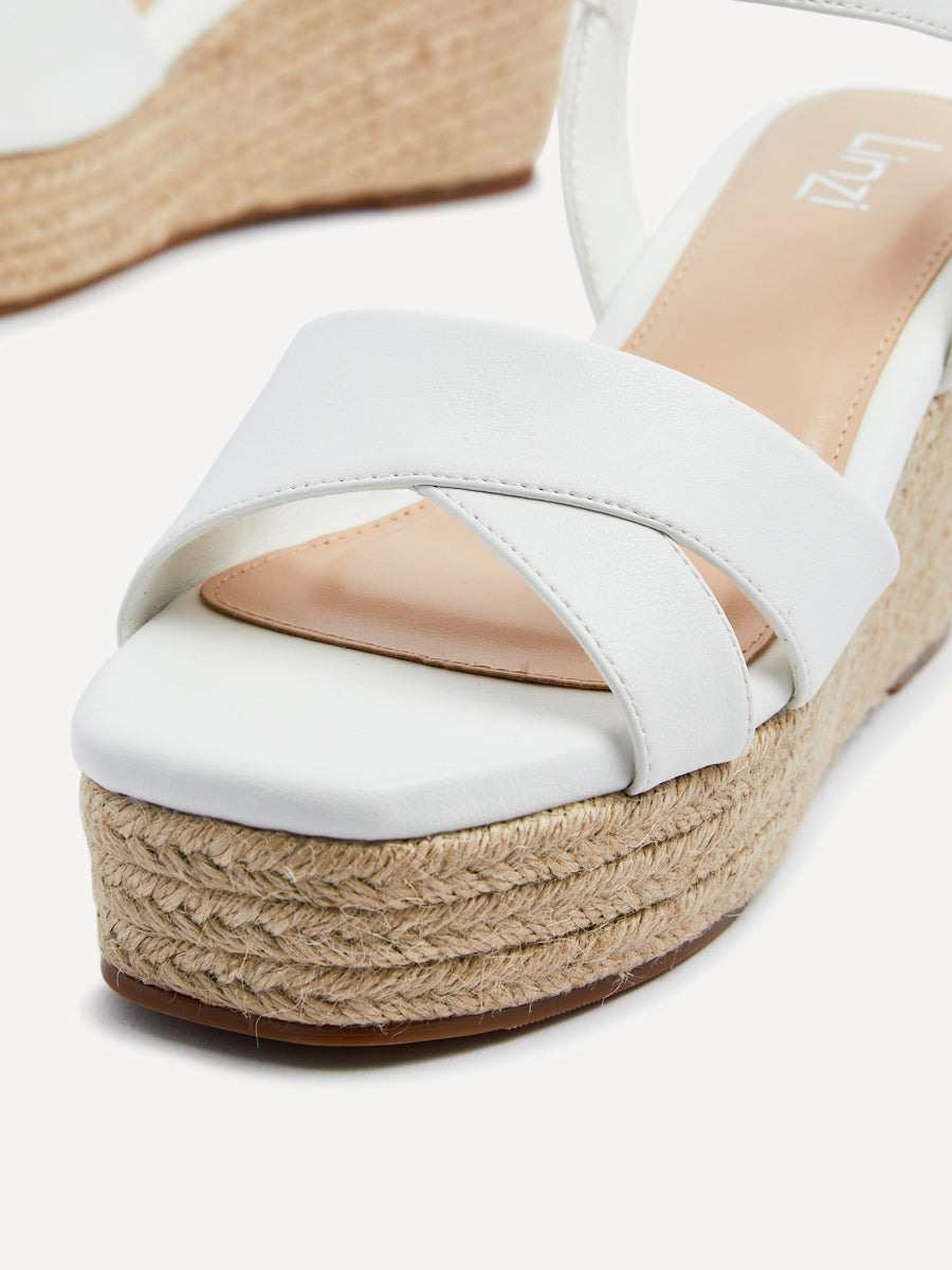 Desert Wide Fit White Faux Leather Wedges