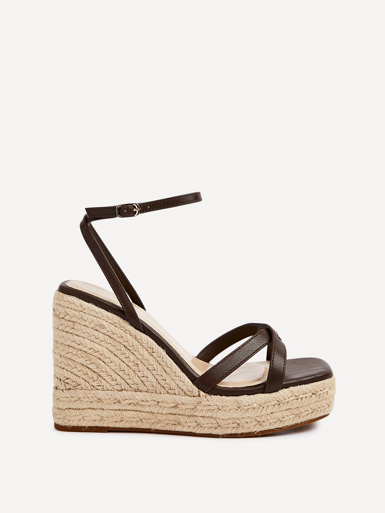 Desta Brown Nubuck Strappy Rope Wedges