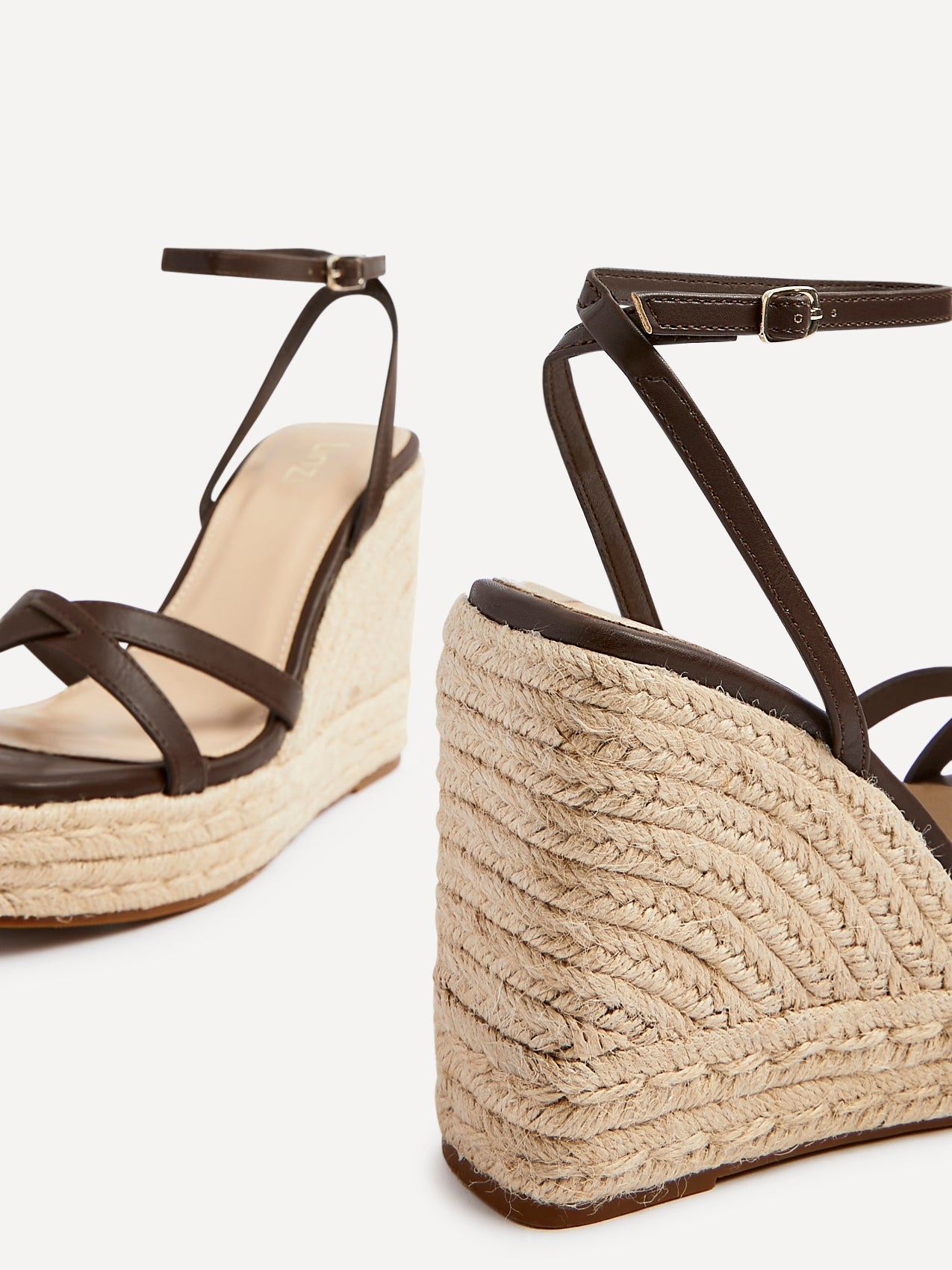 Desta Brown Nubuck Strappy Rope Wedges