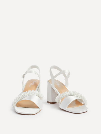 Devotion Wide Fit Satin Pearl Heels