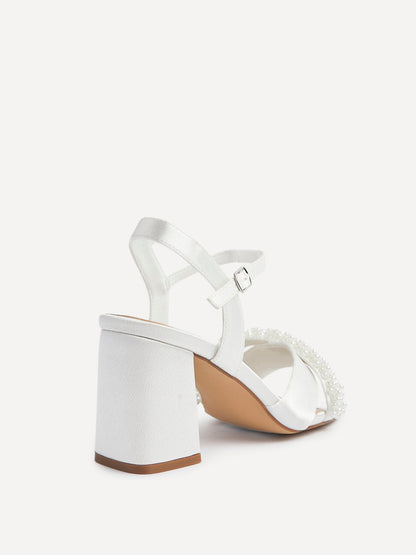 Devotion Wide Fit Satin Pearl Heels