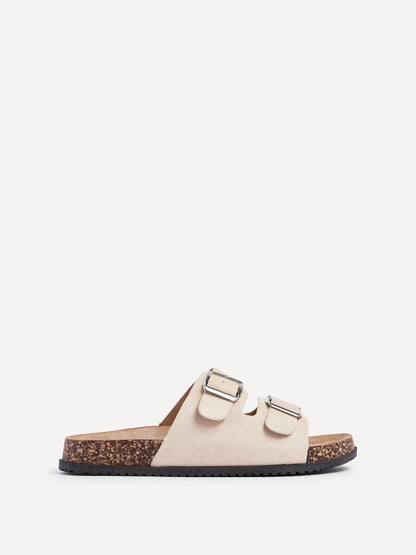 Echo Beige Double Buckle Sandals