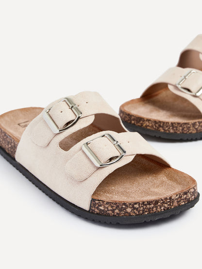 Echo Beige Double Buckle Sandals