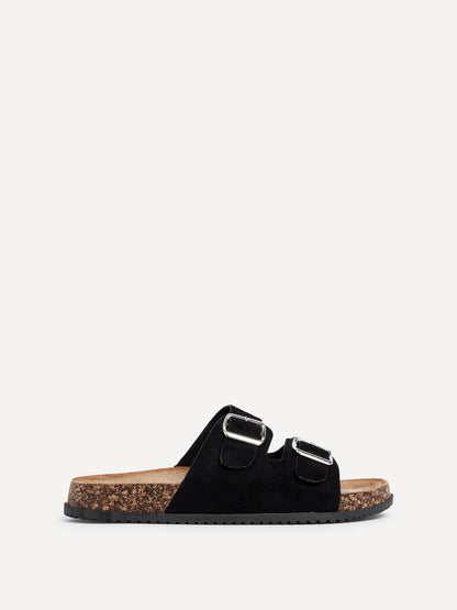 Echo Black Double Buckle Sandals