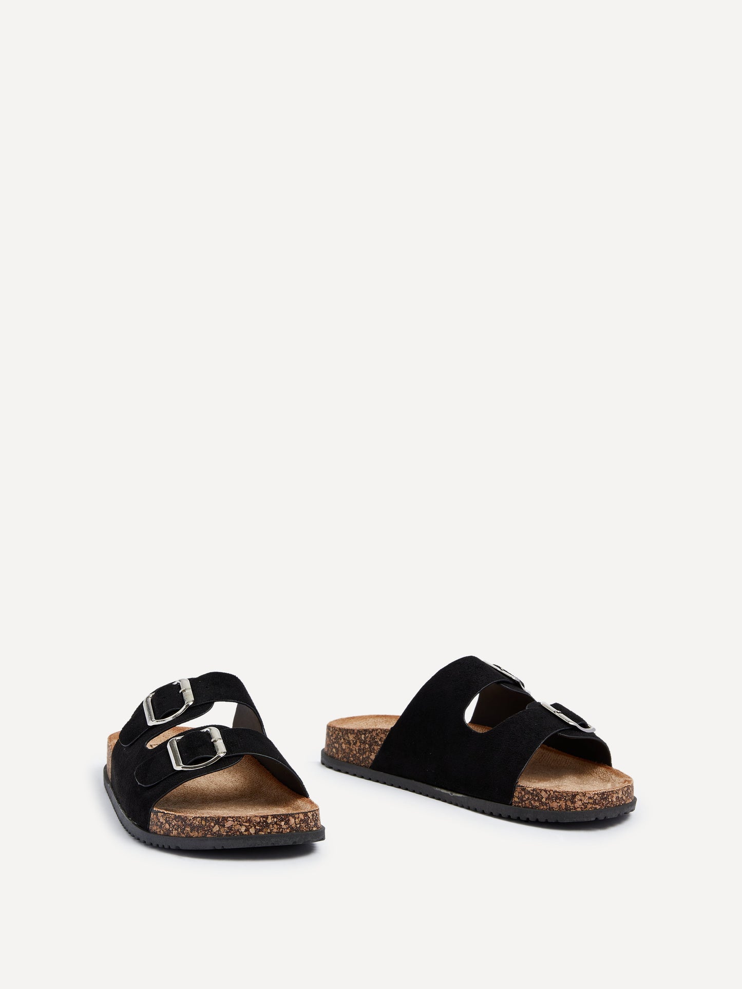 Echo Black Double Buckle Sandals