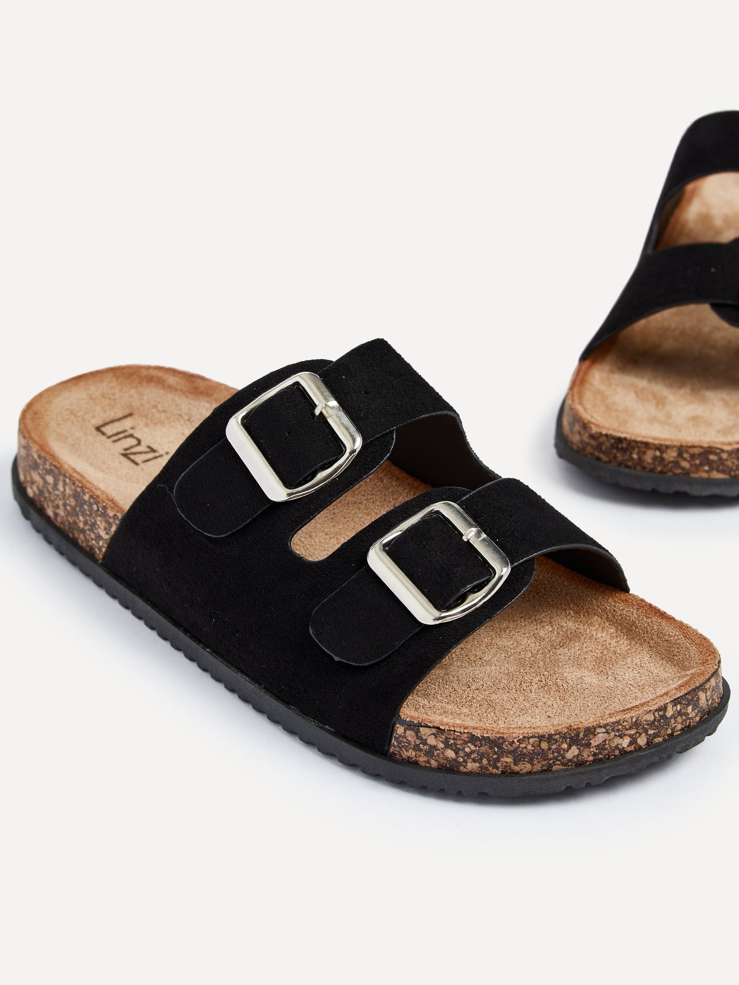 Echo Black Double Buckle Sandals