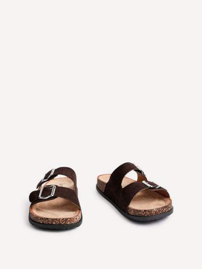 Echo Brown Double Buckle Sandals