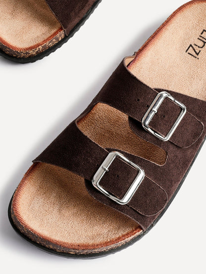 Echo Brown Double Buckle Sandals
