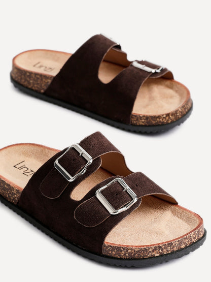 Echo Brown Double Buckle Sandals