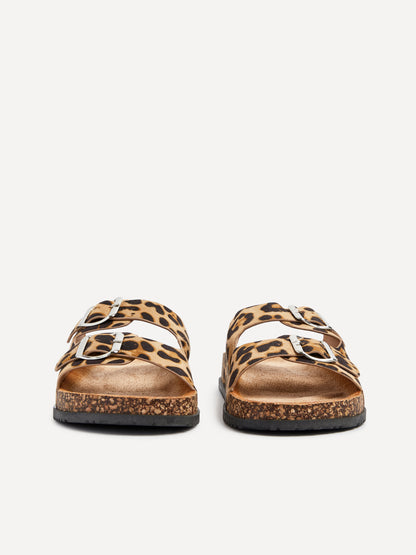 Echo Leopard Print Double Buckle Sandals