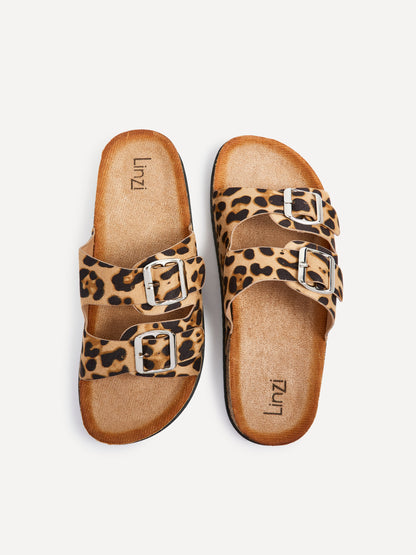 Echo Leopard Print Double Buckle Sandals