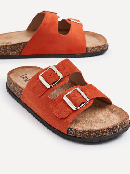 Echo Orange Double Buckle Sandals