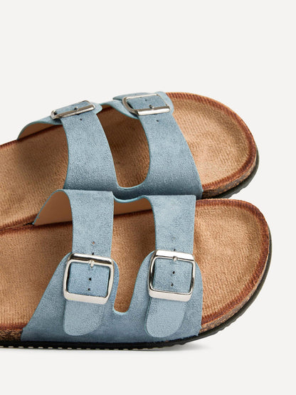 Echo Pale Blue Double Buckle Sandals