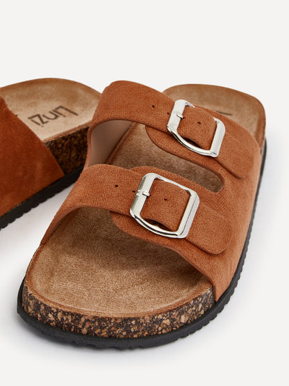 Echo Tan Double Buckle Sandals