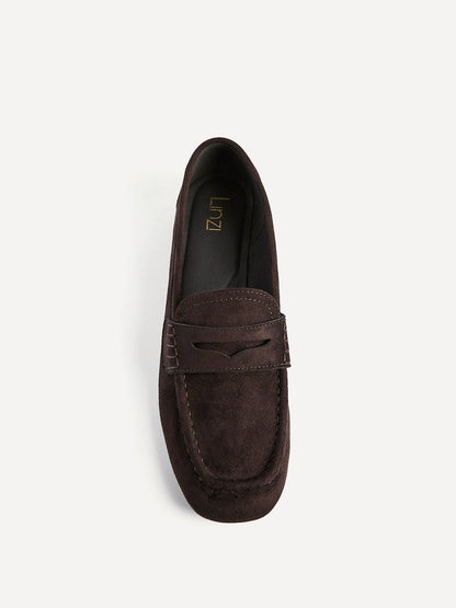 Edition Brown Faux Suede Penny Loafers