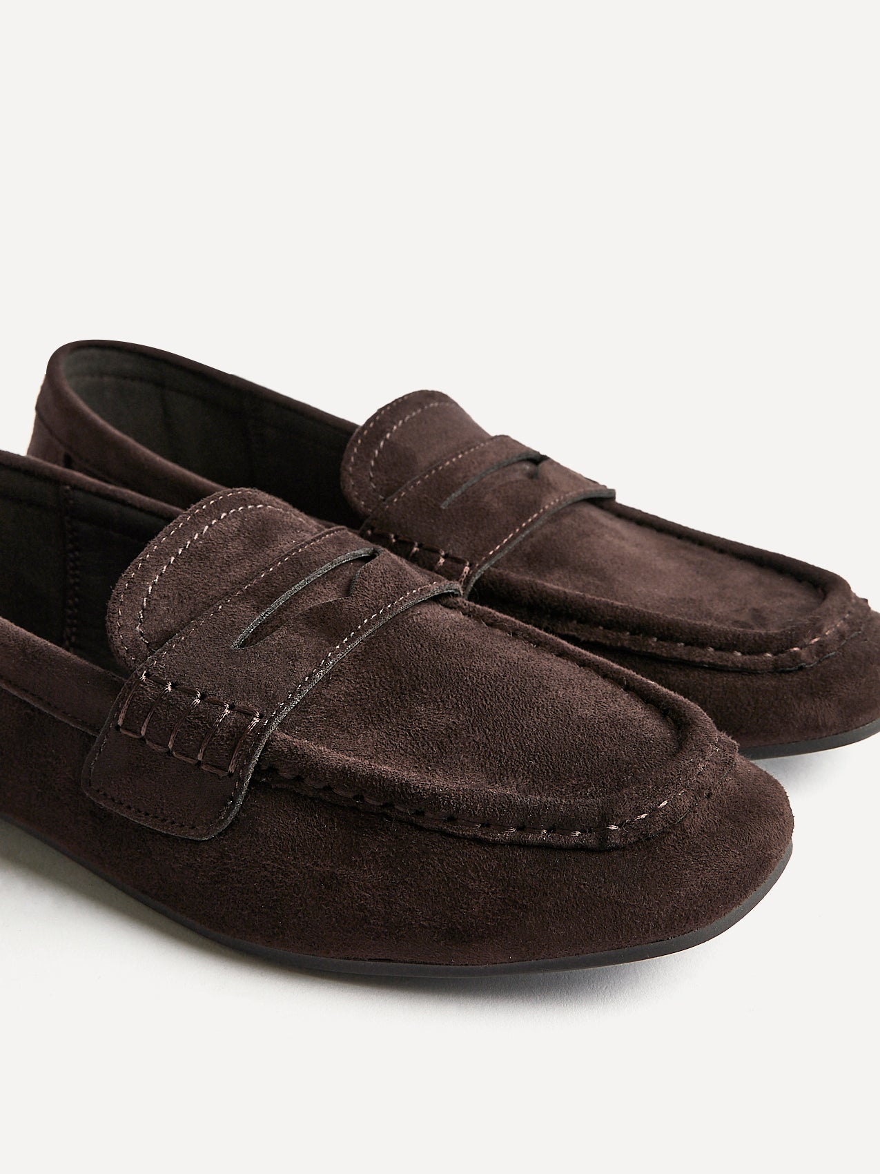 Edition Brown Faux Suede Penny Loafers
