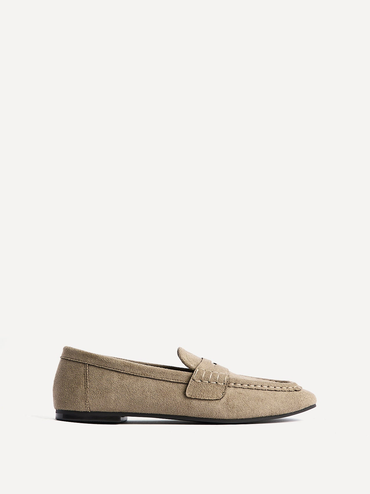 Edition Taupe Faux Suede Penny Loafers